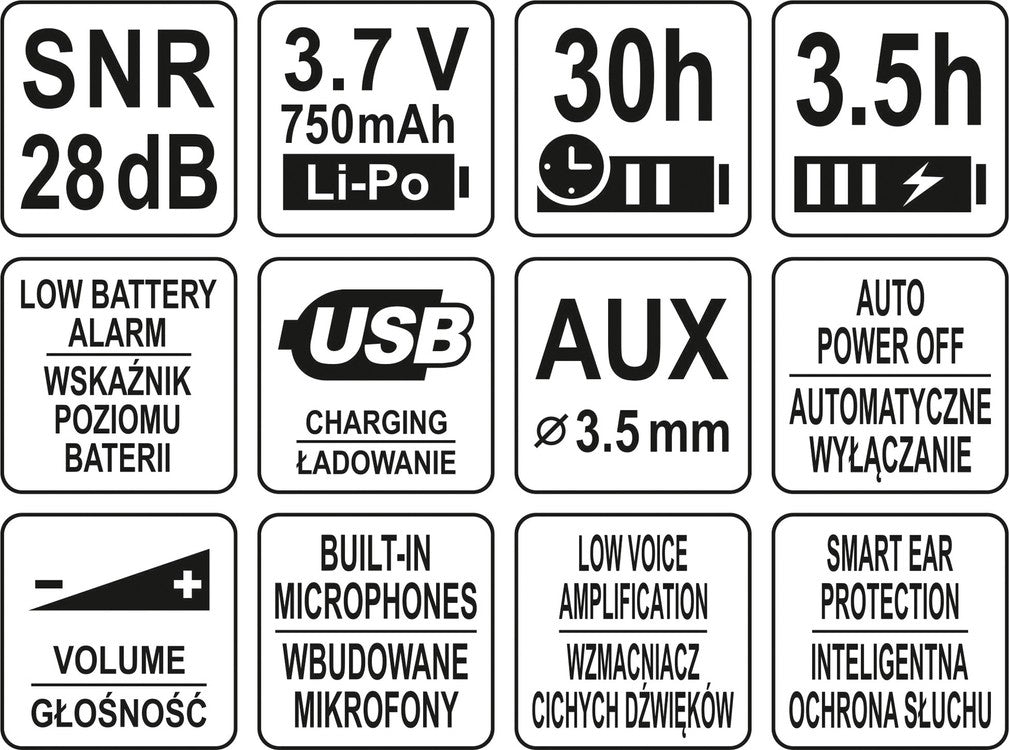 Elektroninės triukšmo ausinės su išmania klausos apsaugos sistema (YT-74625)