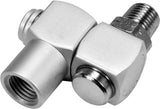 Pneumatinė jungtis šarnyrinė 360° | 6.3 mm (1/4") vidinis / išorinis sriegis (YT-24130)