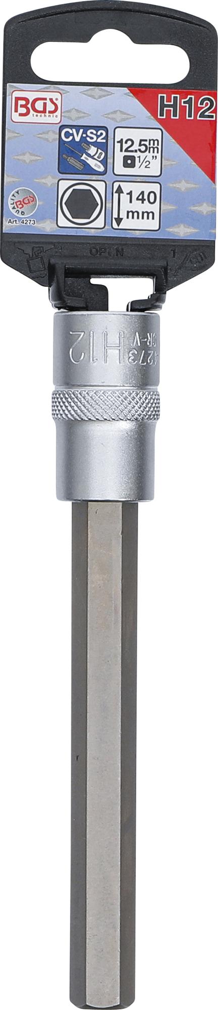 Бита запрессованная в головку | длина 140 mm | 12,5 mm (1/2") | шестигранник 12 mm