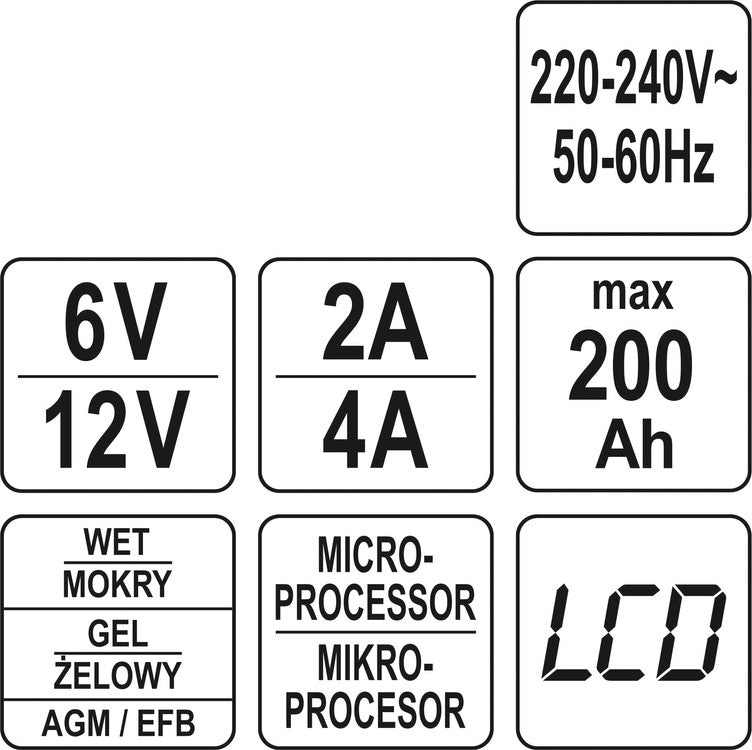 Pakrovėjas 6 V ir 12 V akumuliatorių įkrovimui | 6V/2A 12V/4A (YT-83000)