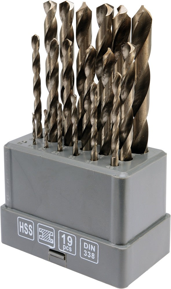 Grąžtų metalui rinkinys | HSS | 1-10 mm | 19 vnt. (21999)