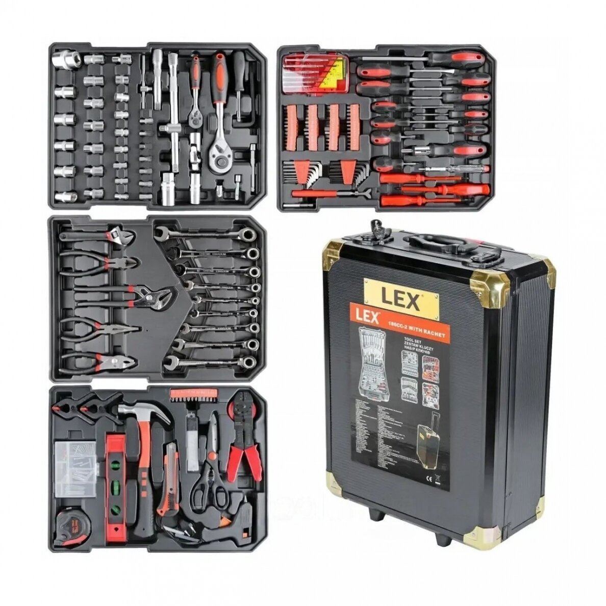 TOOL SET IN ALUMINIUM CASE | RATCHETING WRENCHES | WITH WHEELS | 188 PCS. (SK58288)