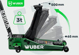 Низкопрофильный гидравлический домкрат с колесами Wüber W22003 | двойной поршень | 65-500 mm | 3 т