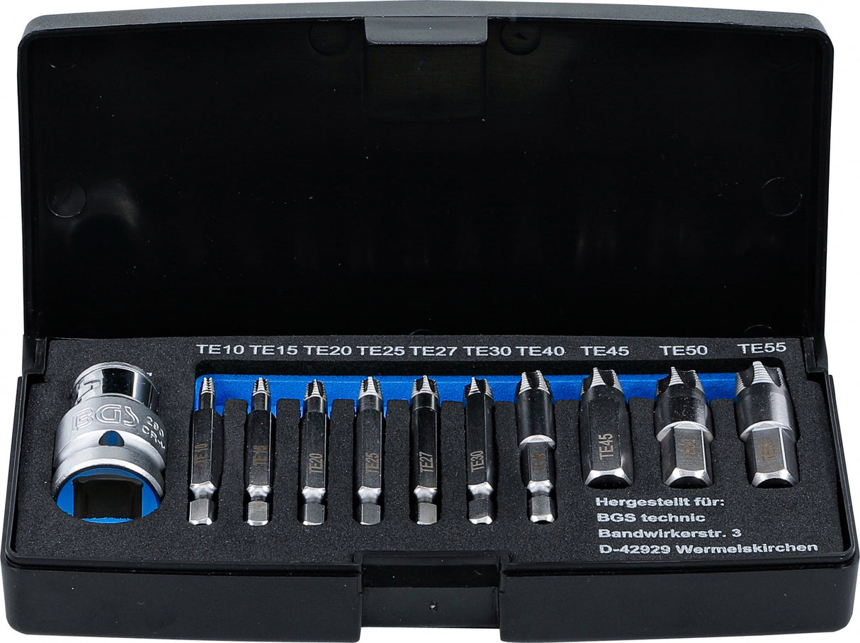 Sraigtiniai ištraukikliai | sugadintiems T-Star (Torx) T10 - T55 | 11 vnt. (9170)