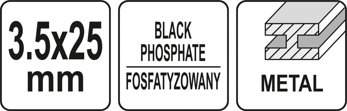 Savisriegiai į metalą | fosfatuoti | ant juostelės | 3,5 x 25 mm | 1000 vnt. (YT-09440)