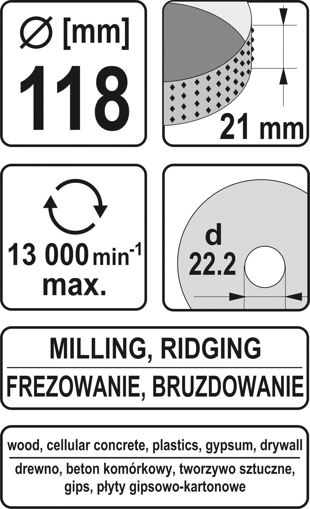 Диск / фреза по дереву | 118 mm / 21 mm