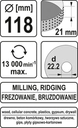 Диск / фреза по дереву | 118 mm / 21 mm