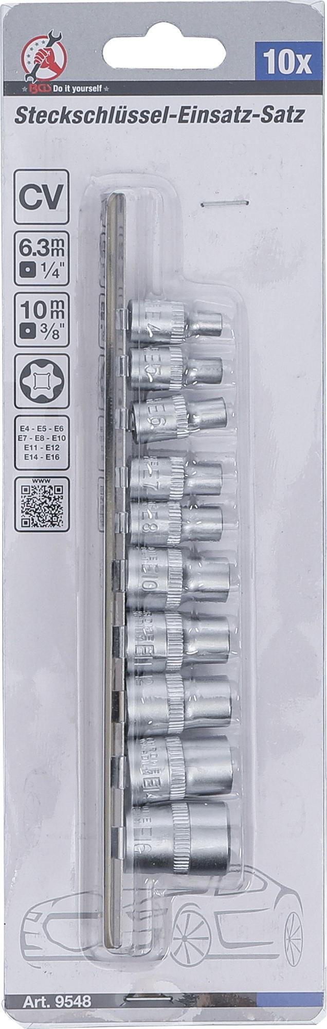 Galvučių rinkinys E-Tipas | 6,3 mm (1/4") / 10 mm (3/8") | E4 - E16 | 10 vnt. (9548)