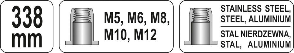 Kniediklis srieginėms  kniedėms | M6/M8/M10/M12 (YT-36119)