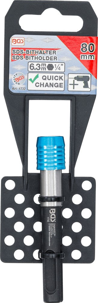 Antgalių laikiklis SDS | vidinis šešiakampis 6,3 mm (1/4") | 80 mm (1732)