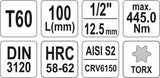Бита в головке 1/2", S2, длина 100 mm, T60