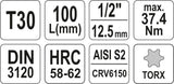 Бита в головке 1/2", длина 100 mm, T30