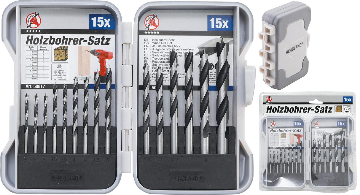WOOD DRILL SET | 3 - 10 MM | 15 PCS. (50817)
