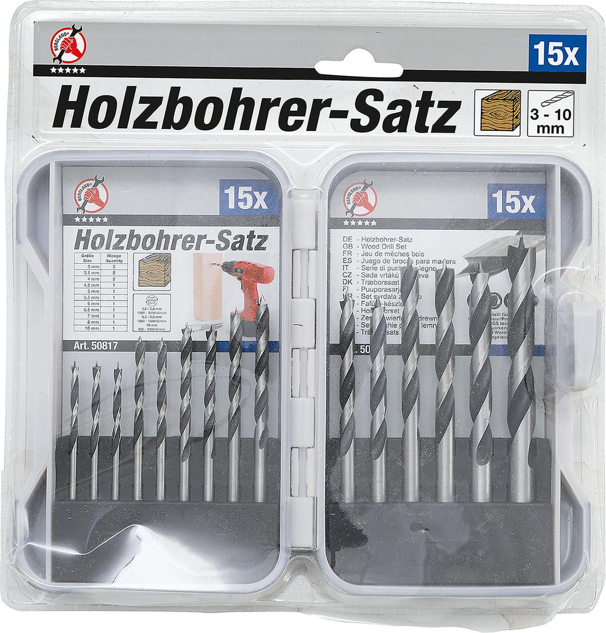 WOOD DRILL SET | 3 - 10 MM | 15 PCS. (50817)