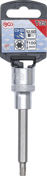 Antgalis įpresuotas į galvutę | ilgis 100 mm | 12,5 mm (1/2") | T-star (Torx) T35 (9628)