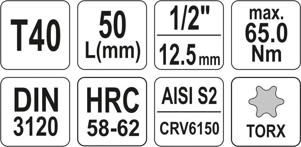 Бита в головке 1/2", T40 x 55 mm