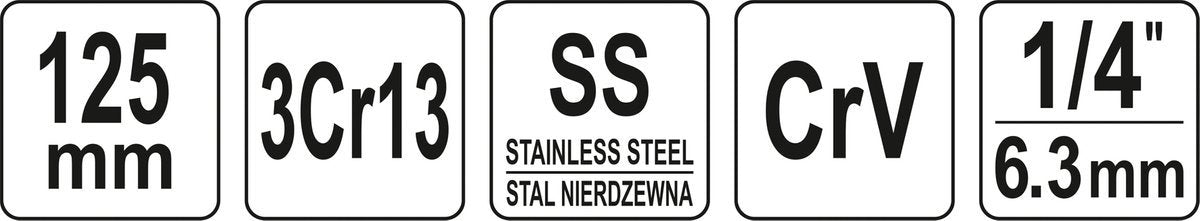 Špakliuotė / mentelė | su antgaliais | 125 mm (YT-52760)
