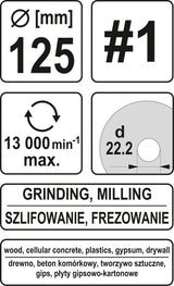 Diskas/freza medžiui | 125 mm | No1 (YT-59167)