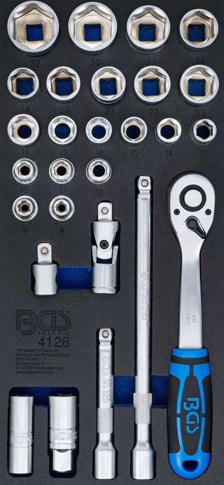 Кейс для инструментов 1/3: набор головок | 12,5 mm (1/2") | 27 шт.