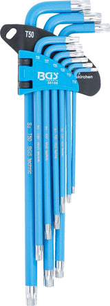 L tipo raktų rinkinys | T-Star (Torx) / T-Star su skyle (Torx) T10 - T50 | 9 vnt. (35105)