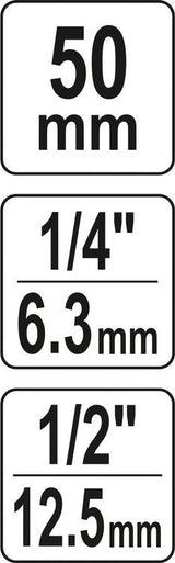 Adapteris smūginis | 12,5 mm (1/2") | 6.3 mm (1/4") (YT-04691)