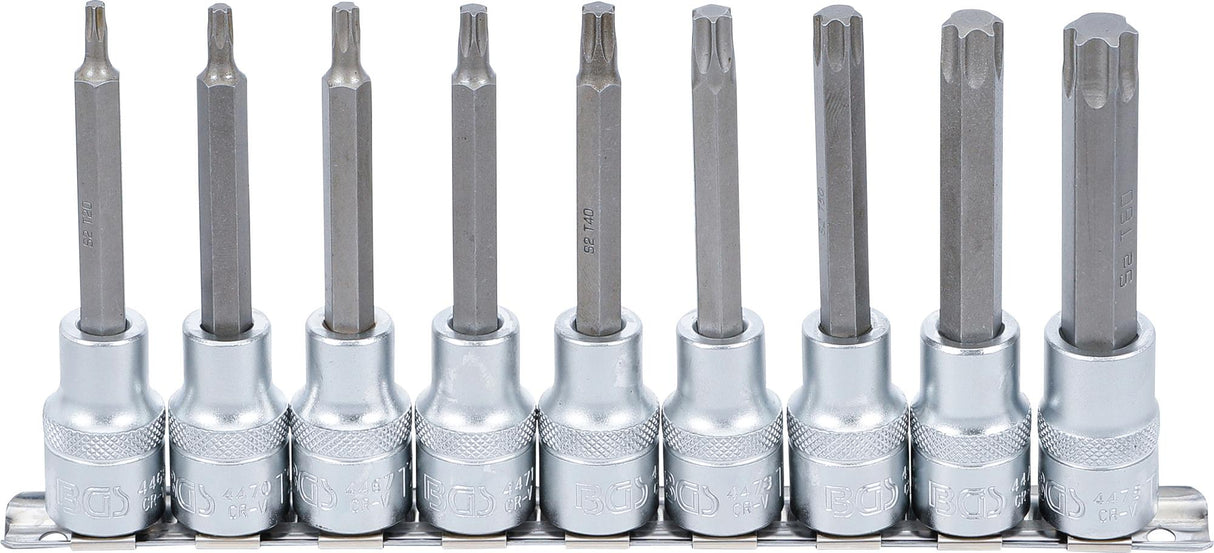 Набор запрессованных бит | 12.5 mm (1/2") | T-Star (Torx) T20 - T60 | 9 шт.