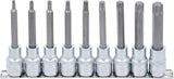Набор запрессованных бит | 12.5 mm (1/2") | T-Star (Torx) T20 - T60 | 9 шт.