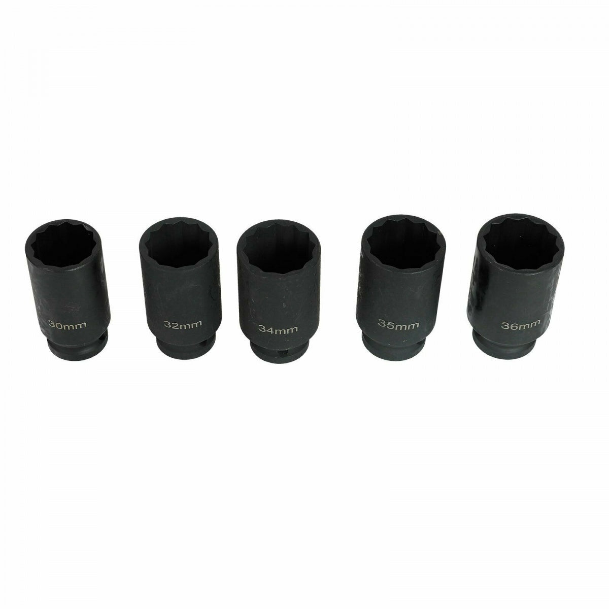 Ilgų smūginių galvučių rinkinys | 12 kampų | 30 - 36 mm | 5 vnt. (H1552)