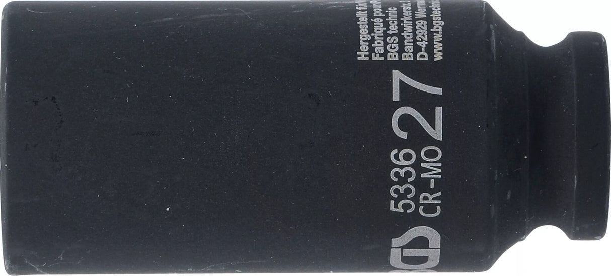 Galvutė ilga smūginė plonasienė 12 kampų | 12,5 mm (1/2") | 27 mm (5336)