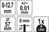 Skaitmeninis indikatorius | 0 - 12.7 mm (YT-72453)