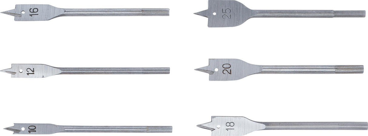 FLAT MILLING DRILL SET | 10 - 25 MM | 6 PCS. (50796)