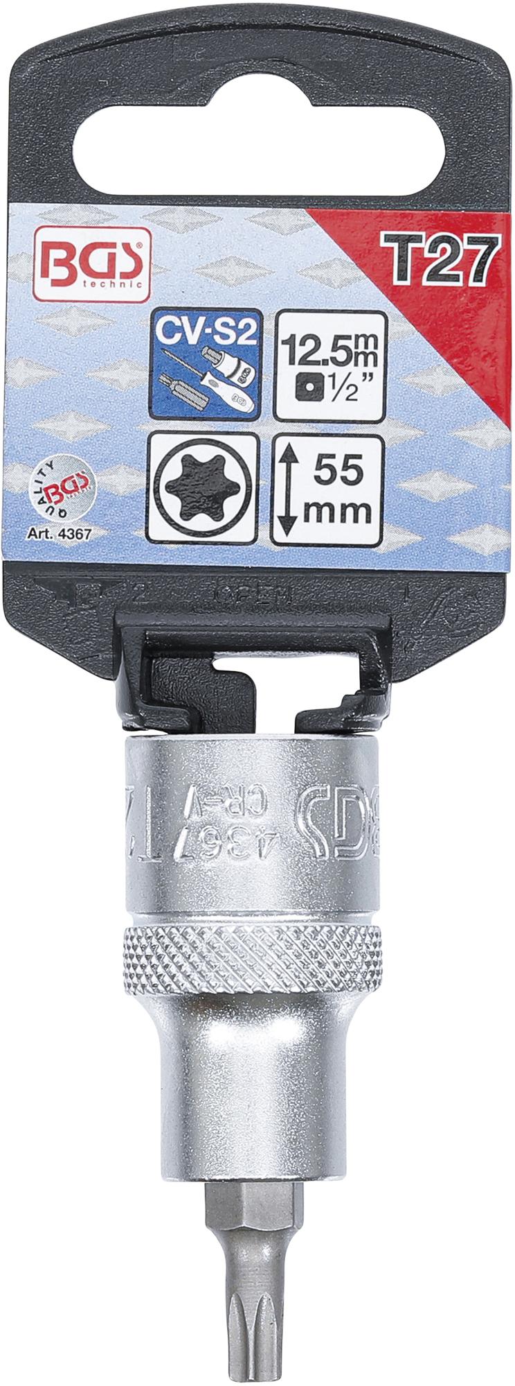 Antgalis įpresuotas į galvutę | 12,5 mm (1/2") | T-Star (Torx) T27 (4367)