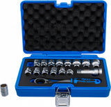 Kiauryminių galvučių rinkinys su terkšle | 19 mm | Gear Lock | 10 - 24 mm | 17 vnt (74712)