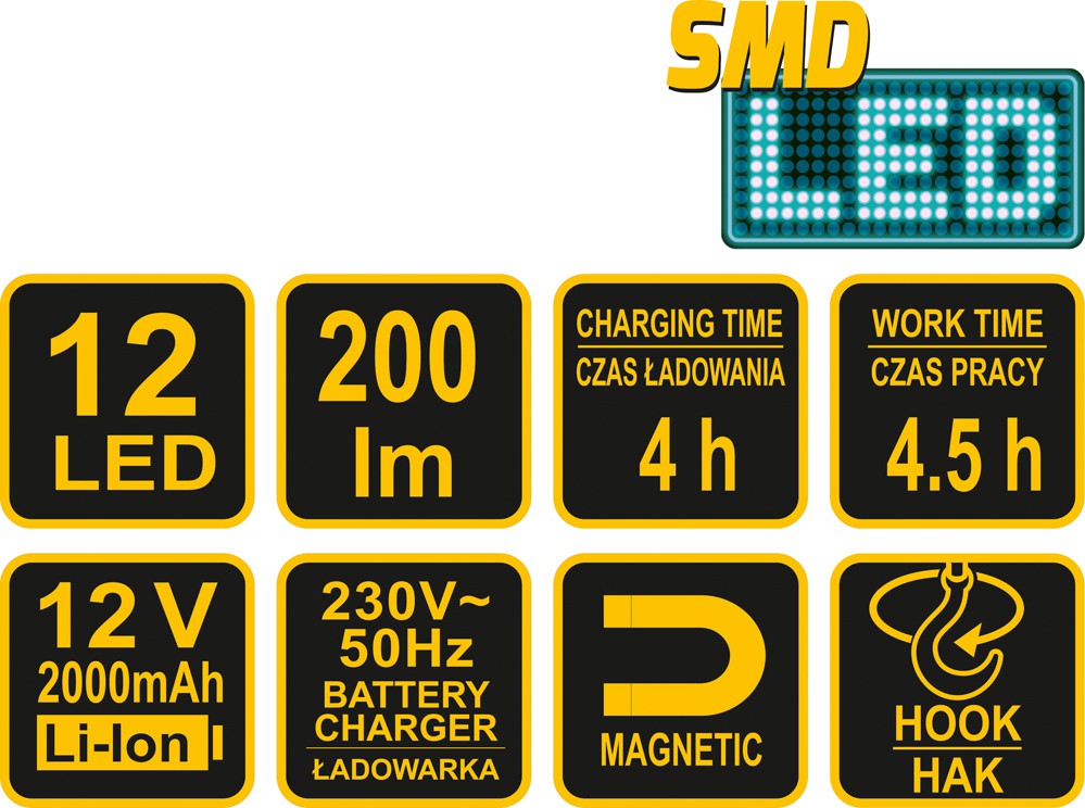 Darbo lempa akumuliatorinė | Li-ion / 3.7V | 2000 mAh (82728)