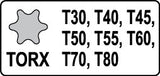Smūginiai antgaliai | 12,5 mm (1/2") | T-Star (Torx) T30 - T80 | 8 vnt (YT-1065)