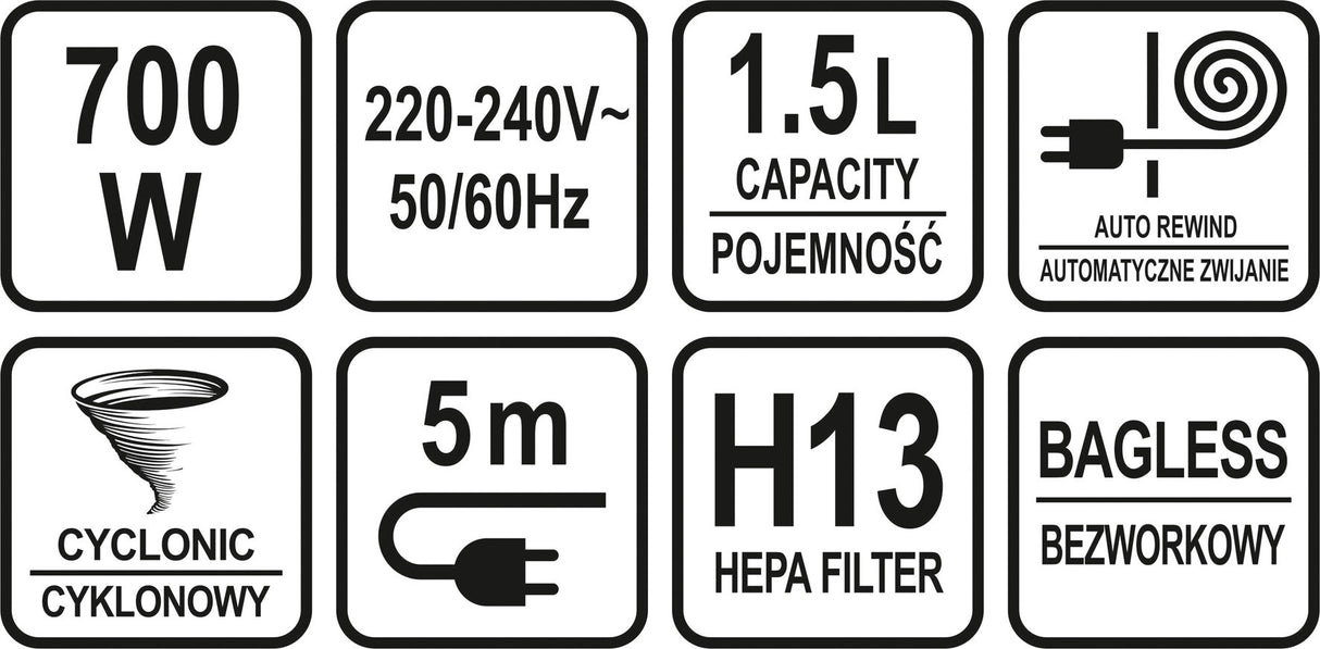 Dulkių siurblys | cikloninis | 3 šepečiai | 700W (67091)