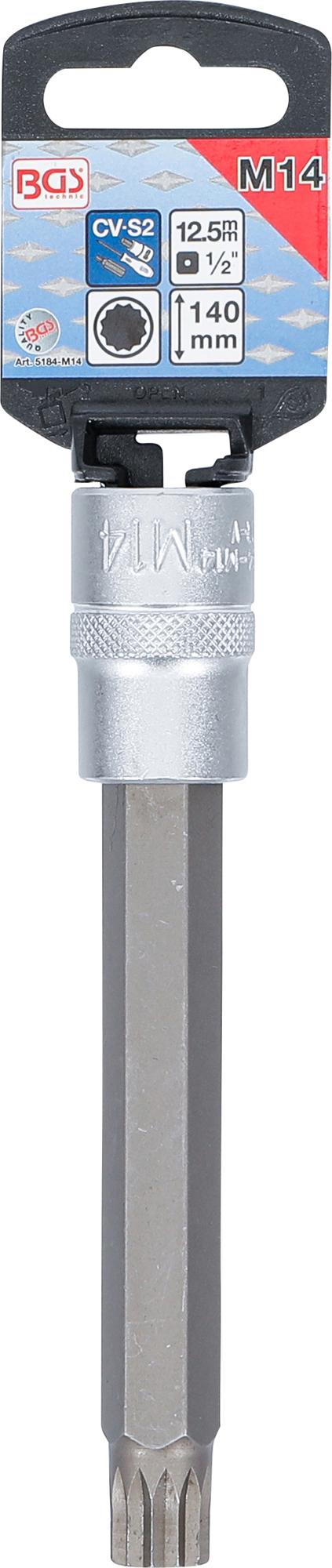 Antgalis įpresuotas į galvutę | ilgis 140 mm | 12,5 mm (1/2") | Spline (XZN) | M14 (5184-M14)