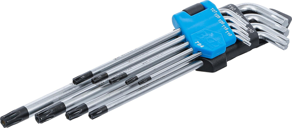 L tipo raktų rinkinys | ilgas tipas | T-Star (Torx) / T-Star su skylutėm (Torx) T10 - T50 | 9 vnt. (794)