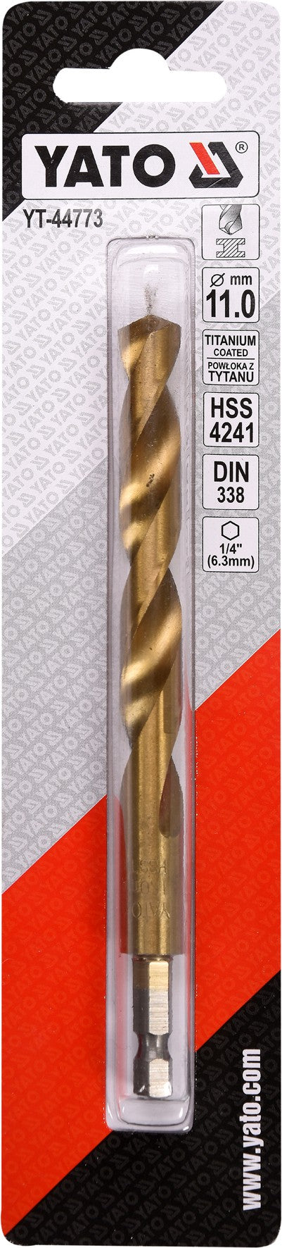 Grąžtas metalui su Hex 6.3 mm (1/4") galu HSS-TiN | 11.0 mm (YT-44773)