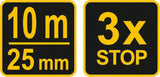 Ruletė su fiksatoriumi | 10 m x 25 mm (10129)