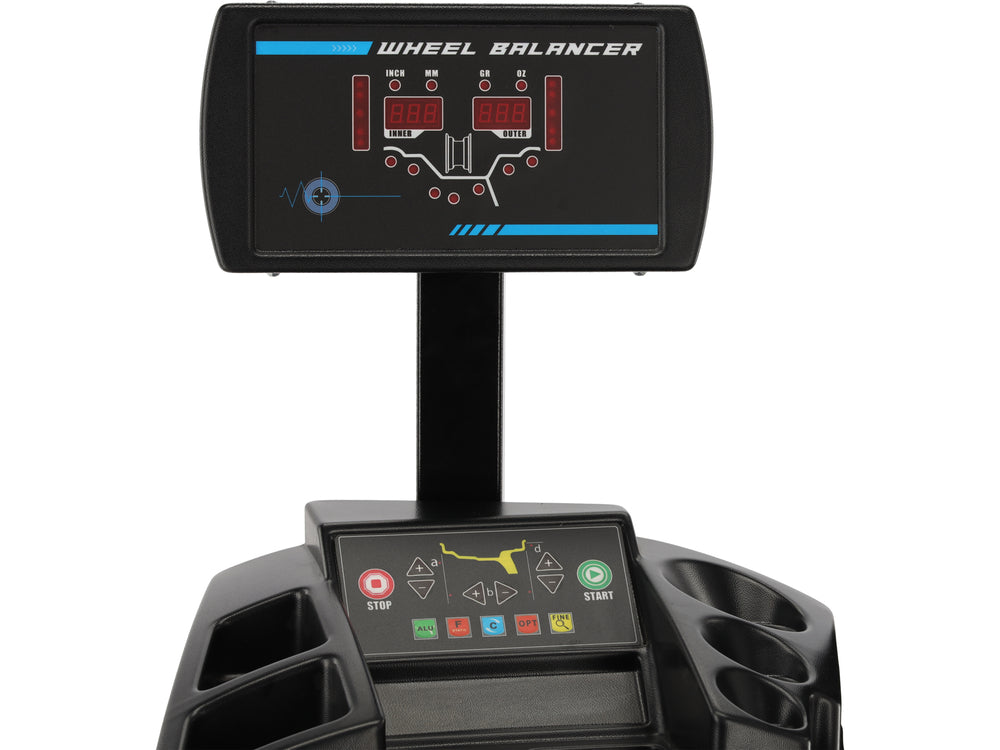 WHEEL BALANCING MACHINE WITH LASER | 250 W | 10–24" | AUTOMATIC A/D MEASUREMENT | ±1 G ACCURACY (YT-08061)