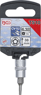 Antgalis 1/4" įpresuotas į galvutę su skyle, penkiakampis TS10x38mm (5184-TS10)