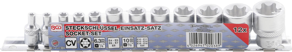 Набор головок E-тип | 6.3 mm (1/4") / 10 mm (3/8") | 12 шт.