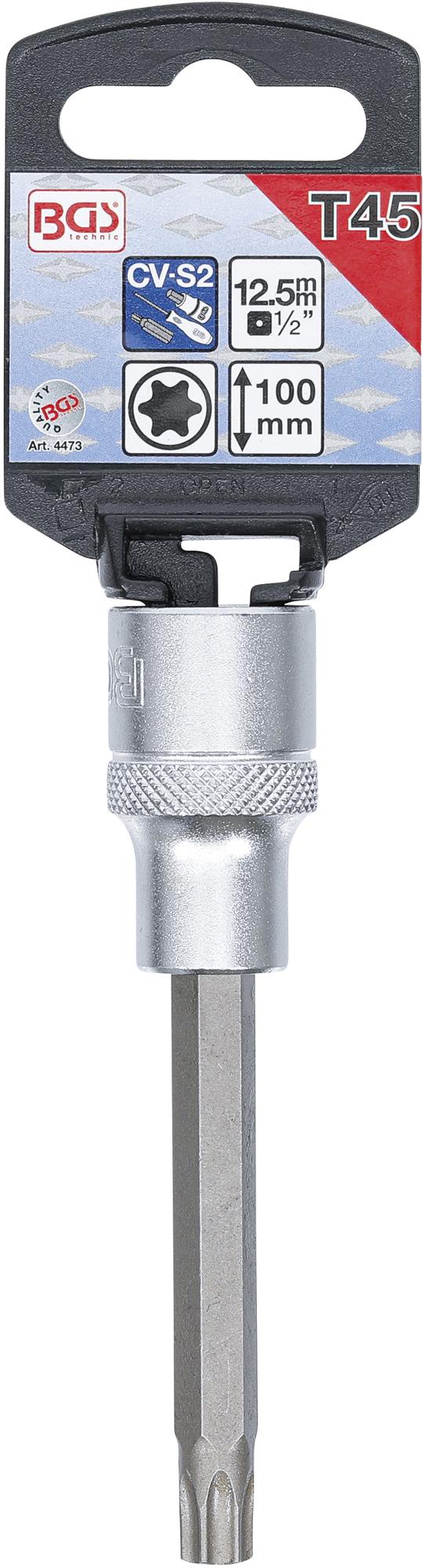 Antgalis įpresuotas į galvutę | ilgis 100 mm | 12,5 mm (1/2") | T-star (Torx) T45 (4473)