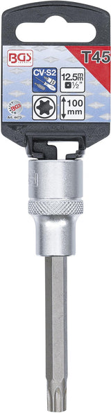Antgalis įpresuotas į galvutę | ilgis 100 mm | 12,5 mm (1/2") | T-star (Torx) T45 (4473)