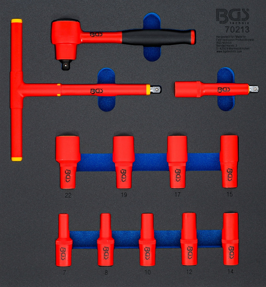 Įrankių dėklas 2/3: VDE įrankių rinkinys | 10 mm (3/8") | 7 - 22 mm | 12 vnt. (70213)