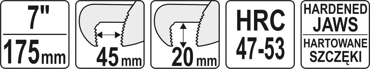 Santechninis vamzdinis raktas 175 mm (7") (YT-22000)