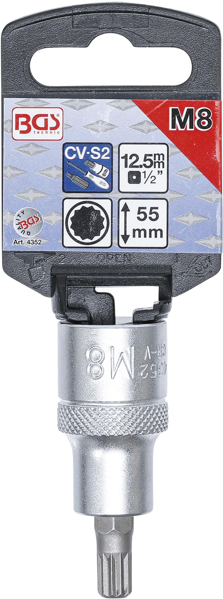 Бита в головке | 12,5 mm (1/2") | Spline (XZN) M8