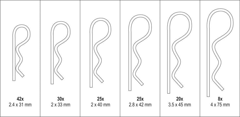 Segtukų rinkinys R tipo | Ø 2,4 - 4,0 mm | 150 vnt. (YT-06883)