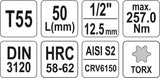 Antgalis įpresuotas į galvutę 1/2", T55 x 55 mm (YT-04317)